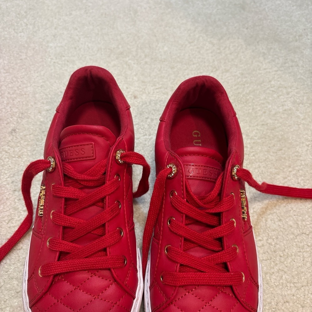 Guess Quilted Red Sneakers with Gold Details